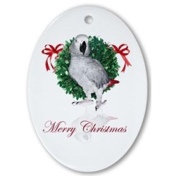 African Grey Holiday Ornament H-58